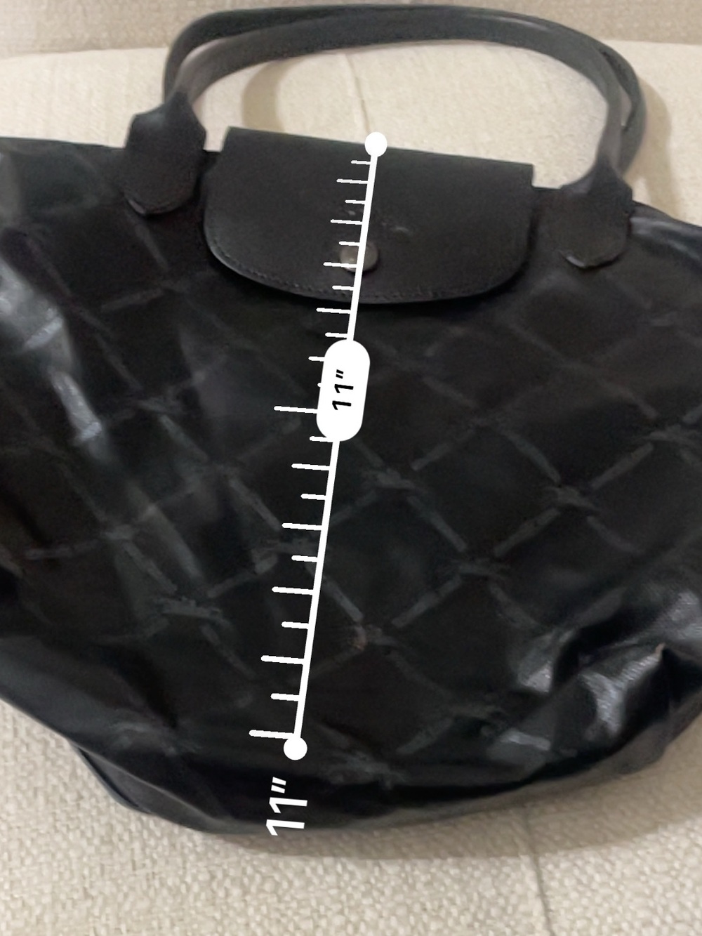 Longchamp Black Leather-Trimmed Tote with Printed Nylon - Picture 5 of 14